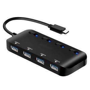 4 Port Type C USB Hub 3.0 with Switch