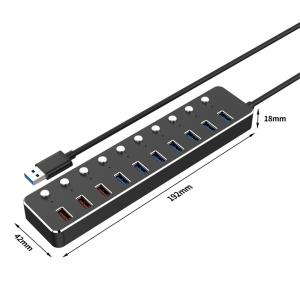 10 Port USB Hub 3.0 with 3 Fast Charging Port