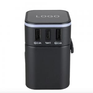 USB Power Adapter Travel USB Charger with LED Logo